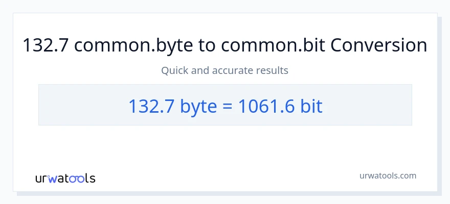 132.7 Bytes patungong Bits na conversion