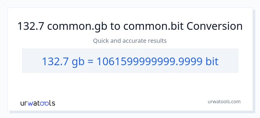 132.7 Gigabytes patungong Bits na conversion