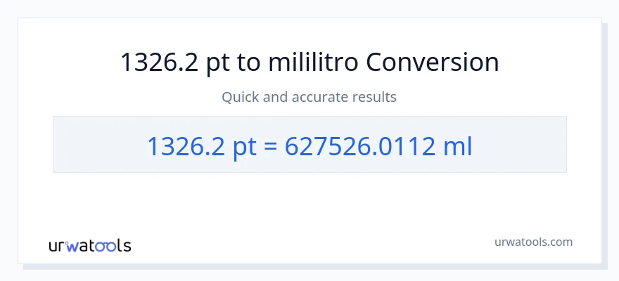1326.2 Pints patungong mga mililitro na conversion