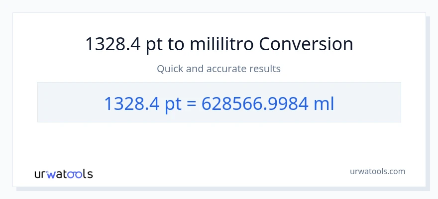 1328.4 Pints patungong mga mililitro na conversion