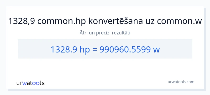 1328.9 zirgspēki uz vati konversiju