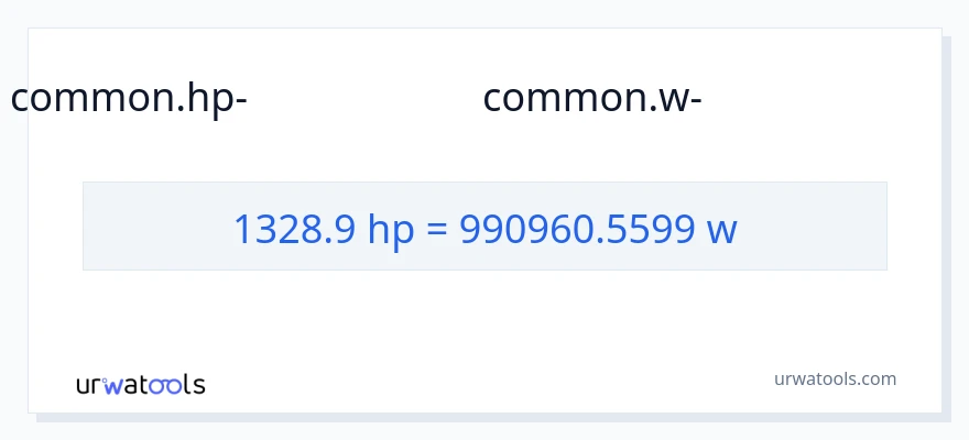 1328.9 കുതിരശക്തി ൽ നിന്ന് വാട്ട്സ് ലേക്ക് പരിവർത്തനം