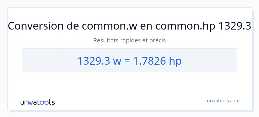 Conversion 1329.3 watts vers chevaux-vapeur
