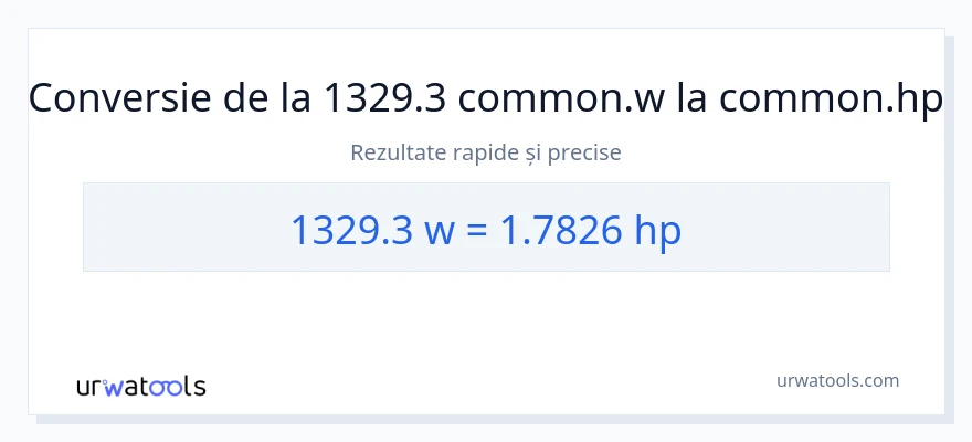 Conversie 1329.3 wați la cai putere