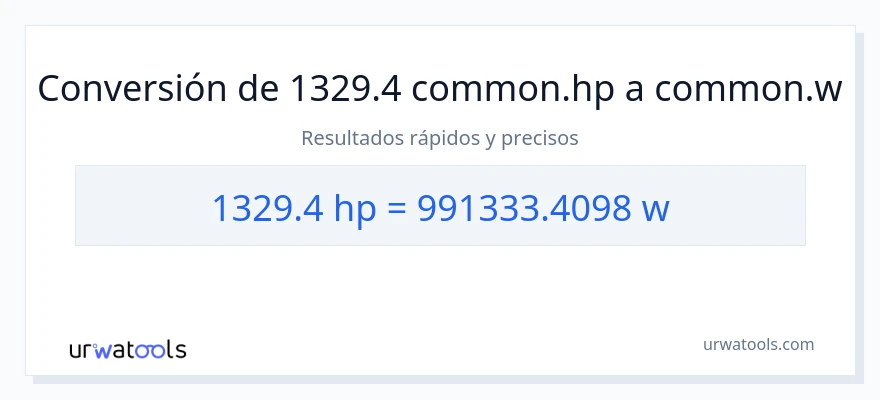 Conversión de 1329.4 caballo de fuerza a vatios