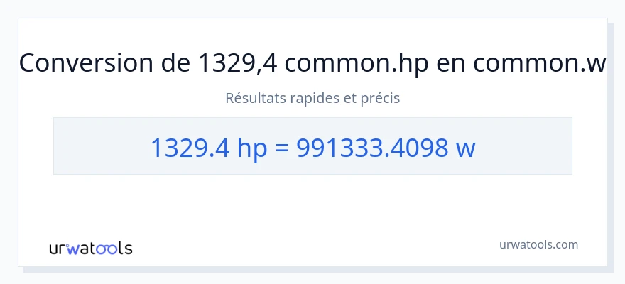 Conversion 1329.4 chevaux-vapeur vers watts