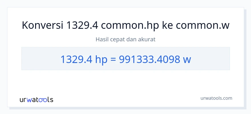 Konversi 1329.4 daya kuda ke watt