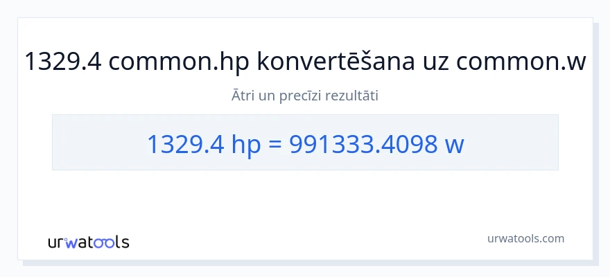 1329.4 zirgspēki uz vati konversiju