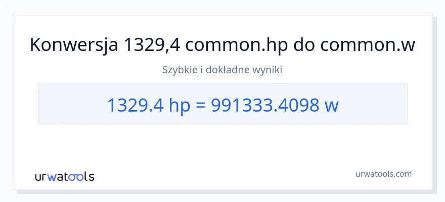 Konwersja 1329.4 moc w koniach mechanicznych do watów