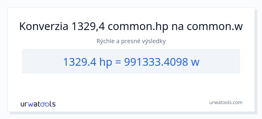 Konverzia z konská sila na watty: 1329.4