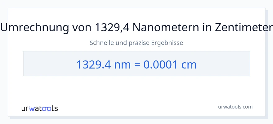 1329.4 Nanometer zu Zentimeter Umwandlung