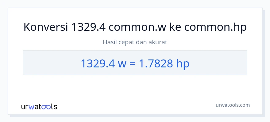 Konversi 1329.4 watt ke daya kuda
