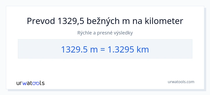 Konverzia z Metre na kilometre: 1329.5