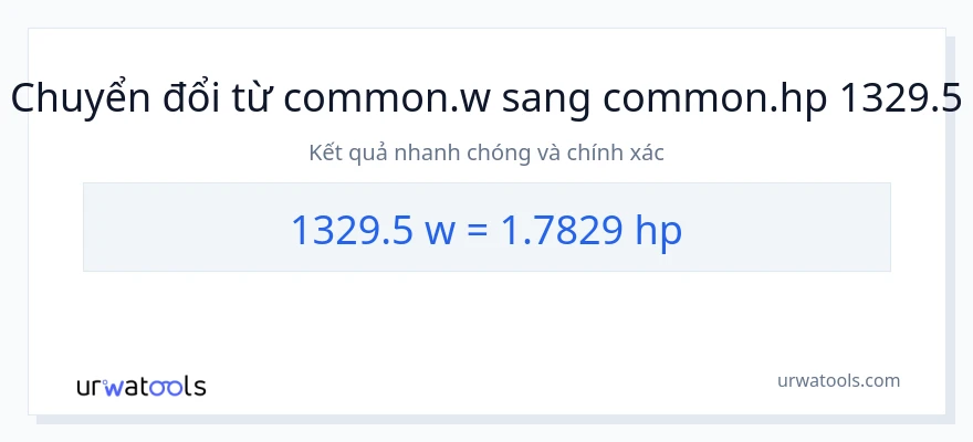 Chuyển đổi 1329.5 watt sang mã lực