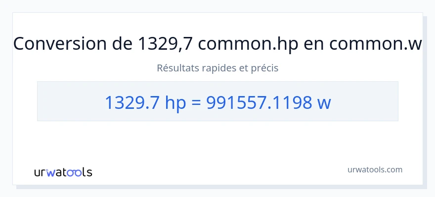 Conversion 1329.7 chevaux-vapeur vers watts