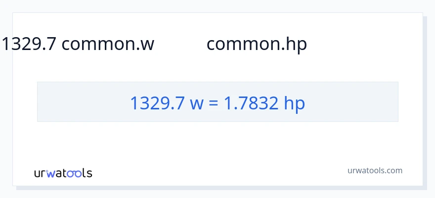 1329.7 ವ್ಯಾಟ್ಸ್ ರಿಂದ ಅಶ್ವಶಕ್ತಿ ಪರಿವರ್ತನೆ