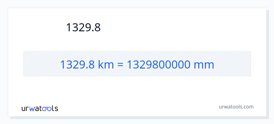 1329.8 キロメートル から ミリメートル への変換