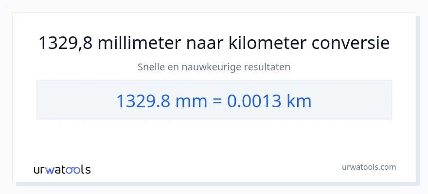 1329.8 millimeters naar kilometers conversie