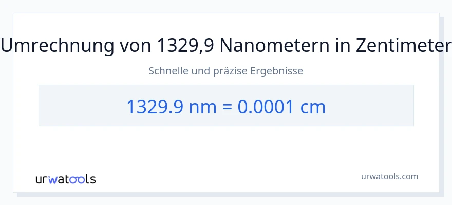 1329.9 Nanometer zu Zentimeter Umwandlung