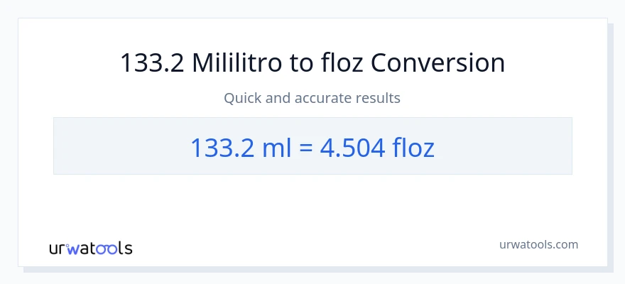 133.2 mga mililitro patungong mga onsa ng likido na conversion