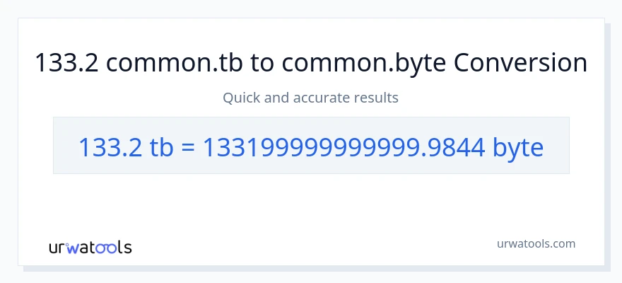133.2 Terabytes patungong Bytes na conversion