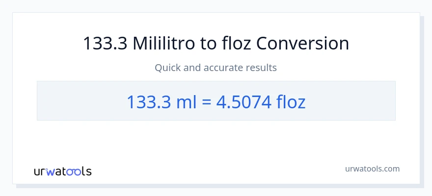 133.3 mga mililitro patungong mga onsa ng likido na conversion