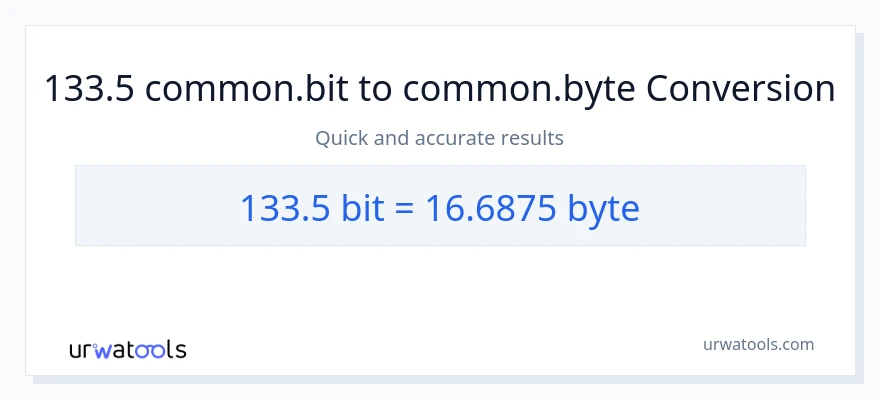 133.5 Bits patungong Bytes na conversion