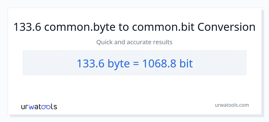 133.6 Bytes patungong Bits na conversion