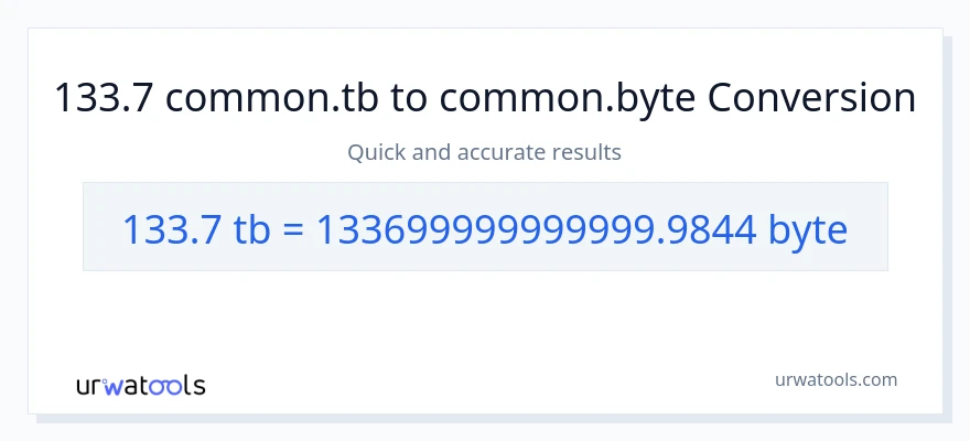 133.7 Terabytes patungong Bytes na conversion
