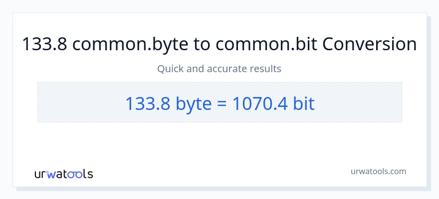 133.8 Bytes patungong Bits na conversion