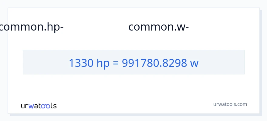 1330 കുതിരശക്തി ൽ നിന്ന് വാട്ട്സ് ലേക്ക് പരിവർത്തനം