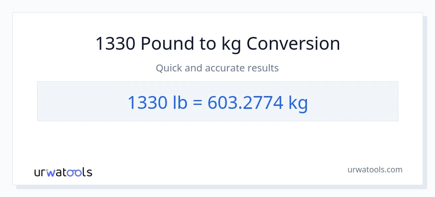 1330 Pounds to Kilograms conversion