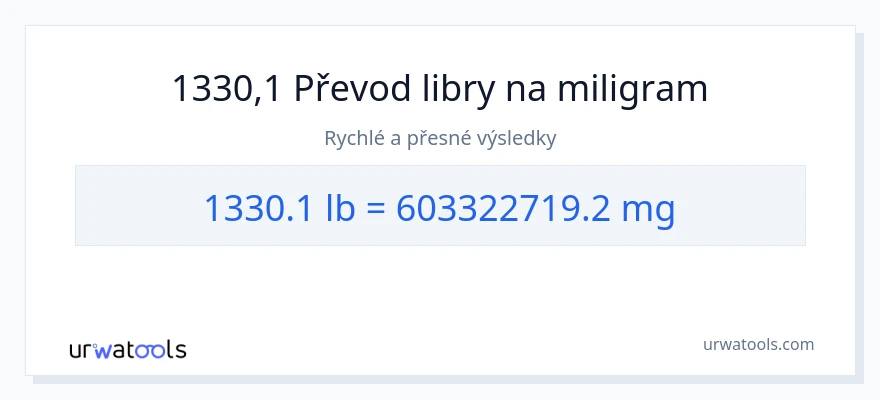 Konverze z Libry na miligramy: 1330.1