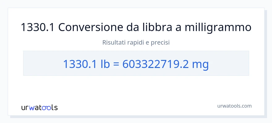 Conversione da 1330.1 sterline a milligrammi