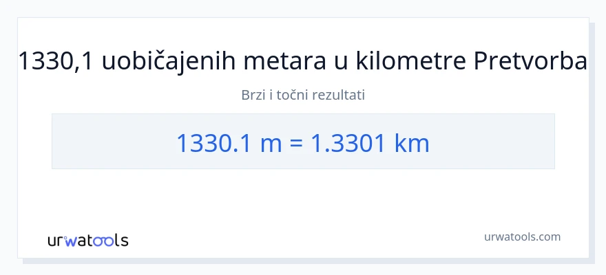 Konverzija od Mjerači do kilometara: 1330.1