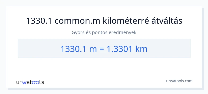 1330.1 Méterek - kilométer konverzió