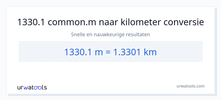 1330.1 Meters naar kilometers conversie