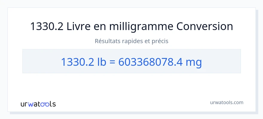 Conversion 1330.2 Livres vers milligrammes