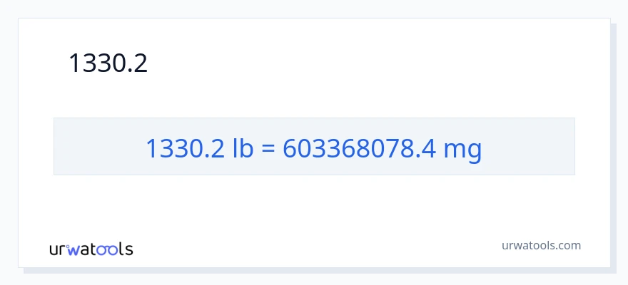 1330.2 ಪೌಂಡ್‌ಗಳು ರಿಂದ ಮಿಲಿಗ್ರಾಂಗಳು ಪರಿವರ್ತನೆ