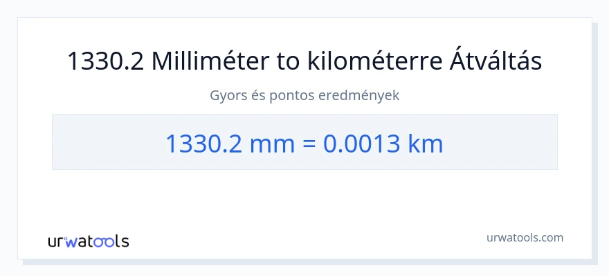 1330.2 milliméter - kilométer konverzió