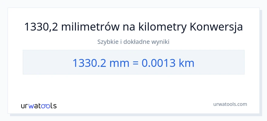 Konwersja 1330.2 milimetry do kilometrów