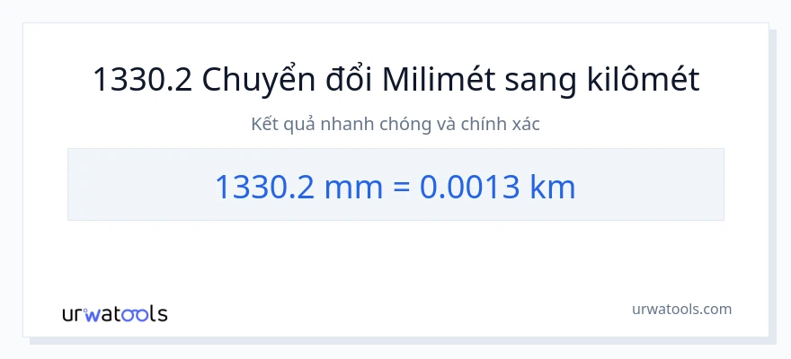 Chuyển đổi 1330.2 milimét sang kilômét