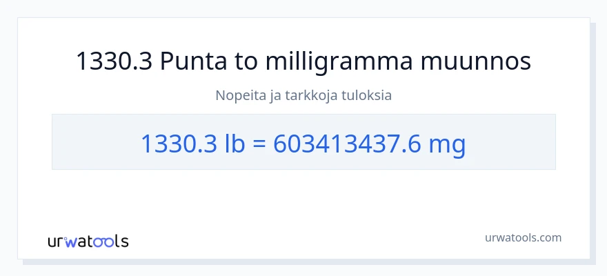 1330.3 Puntaa - milligrammaa muunnos