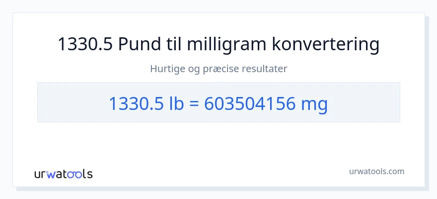 1330.5 Pund til milligram konvertering