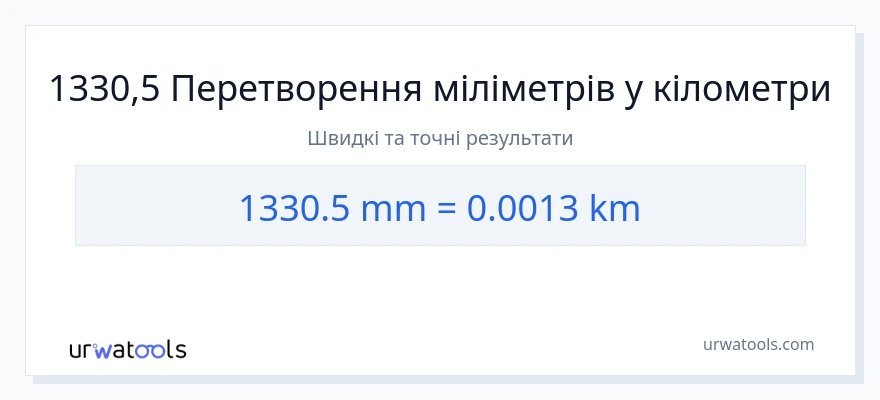 Конверсія з міліметри у кілометри: 1330.5