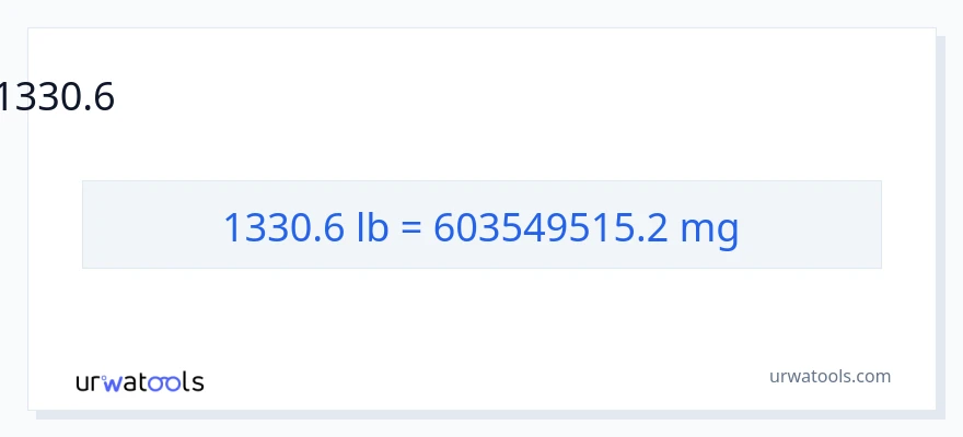 1330.6 പൗണ്ട് ൽ നിന്ന് മില്ലിഗ്രാം ലേക്ക് പരിവർത്തനം