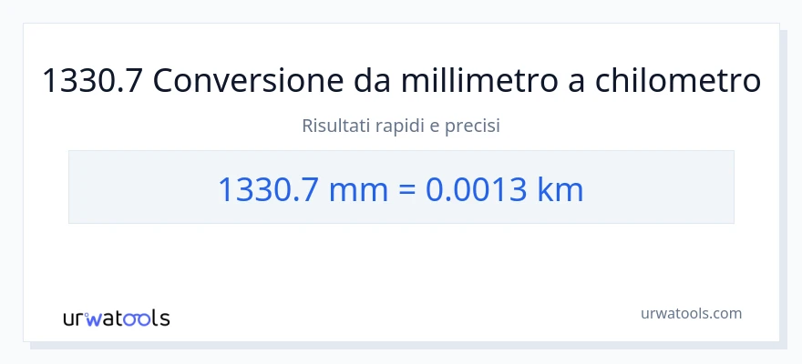Conversione da 1330.7 millimetri a chilometri