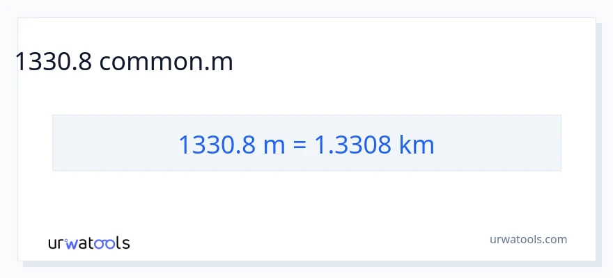 1330.8 Հաշվիչներ-ից կիլոմետրեր փոխակերպում
