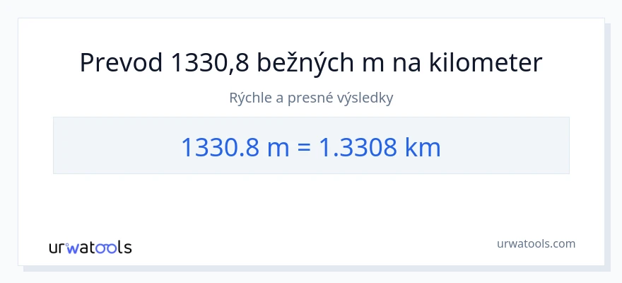 Konverzia z Metre na kilometre: 1330.8