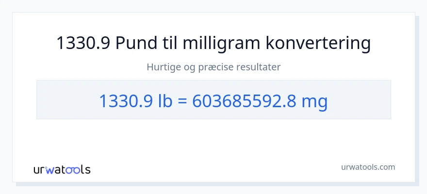 1330.9 Pund til milligram konvertering